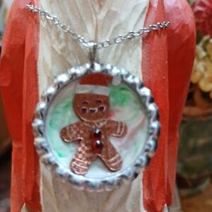 Silver Gingerbread Pendant Necklace